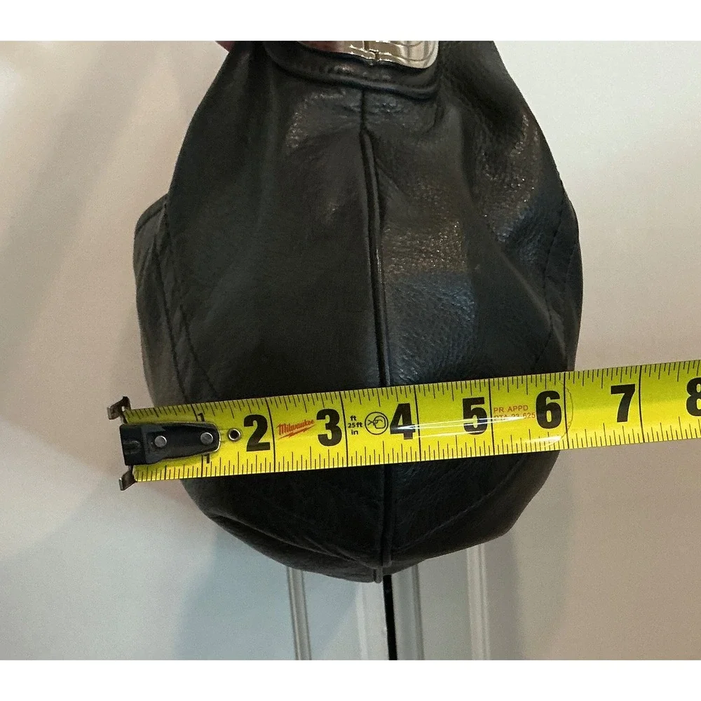 B Makowsky‎ Black Leather Hobo Shoulder Bag Purse - Picture 4 of 16